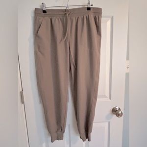 Rachel Zoe joggers, dark grey/taupe w/ drawstring and pockets.
